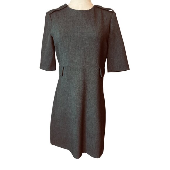 ZARA Womens Gray Short Sleeve Mini Dress With Shoulder Button Detail - Picture 4 of 13